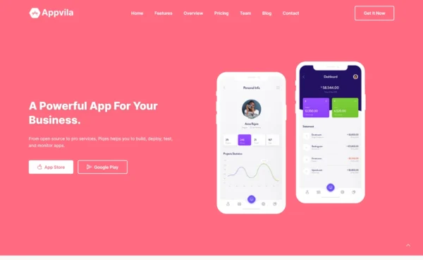 AppVila – Bootstrap 5 App Landing Page Template